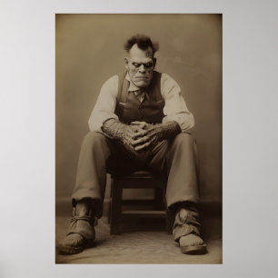 Frankenstein en estudio Póster de arte gótico vint