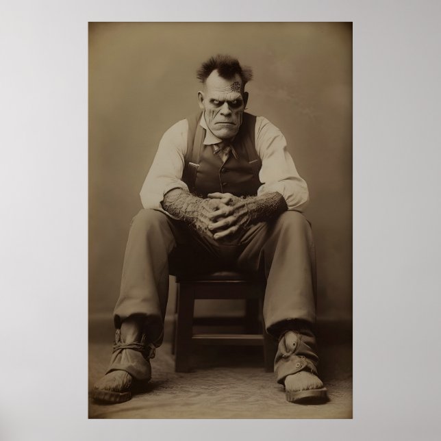 Frankenstein en estudio Póster de arte gótico vint (Frente)