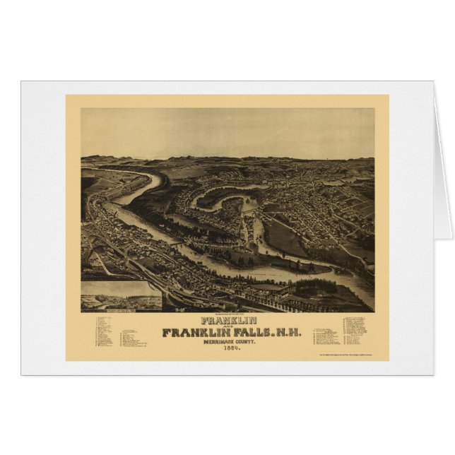 Franklin, mapa panorámico del NH - 1884 (Anverso (Horizontal))