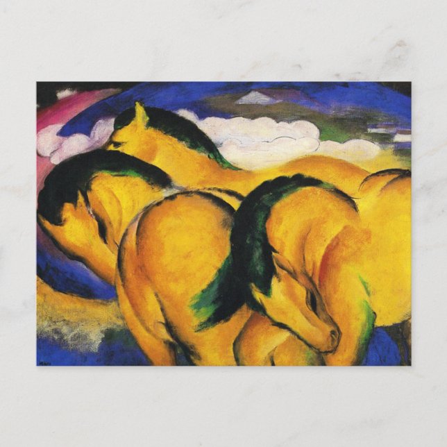 Franz Marc Pequeña tarjeta postal de caballos amar (Anverso)