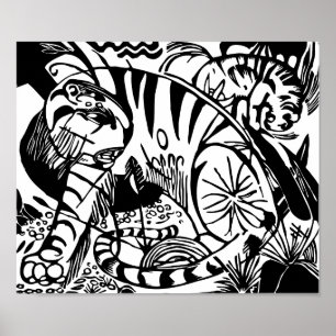 Franz Marc - Tigre negro y blanco - Arte abstracto