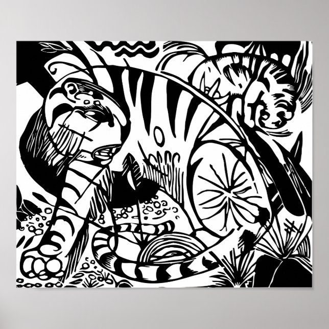Franz Marc - Tigre negro y blanco - Arte abstracto (Frente)