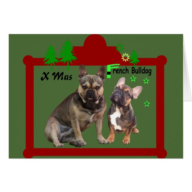 Französische Bulldoggen Weihnachtskarte (Anverso (Horizontal))