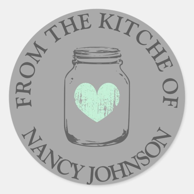 Frasco de albañil gris de la cocina del pegatina (Anverso)