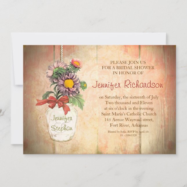 frasco de caramelo con flores invitación a la duch (Anverso)