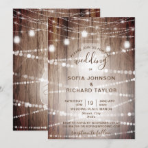 Frasco de luz de granja rústica invitación de made