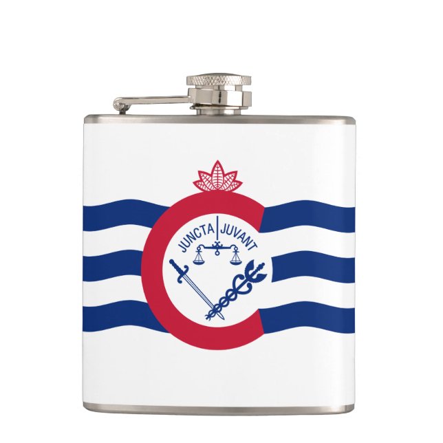 Frasco de petaca de la bandera de Cincinnati, Ohio (Anverso)