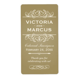 Frasco de vino de Boda antiguo Monograma Etiquetas