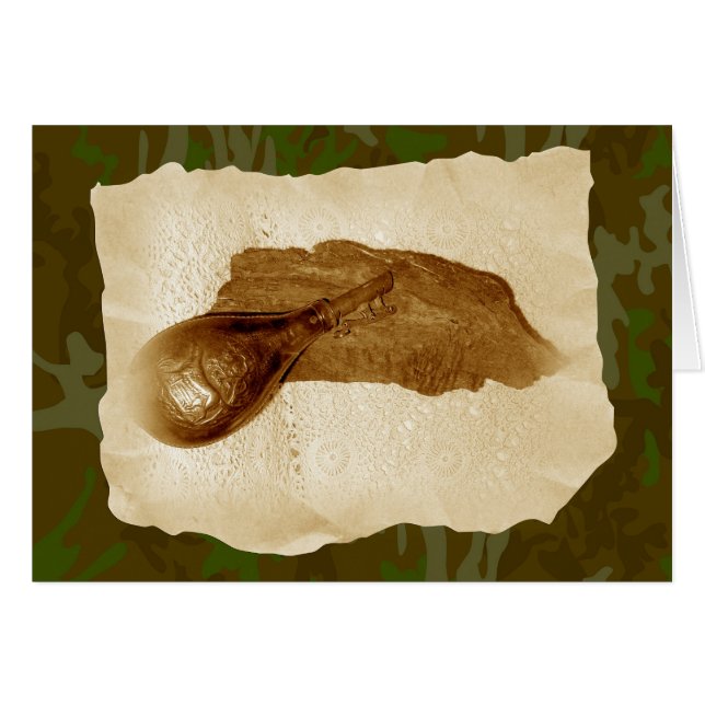 Frasco en polvo de cuero antiguo (Anverso (Horizontal))