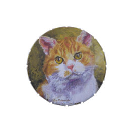 Frascos De Caramelos lata del caramelo con el gato anaranjado