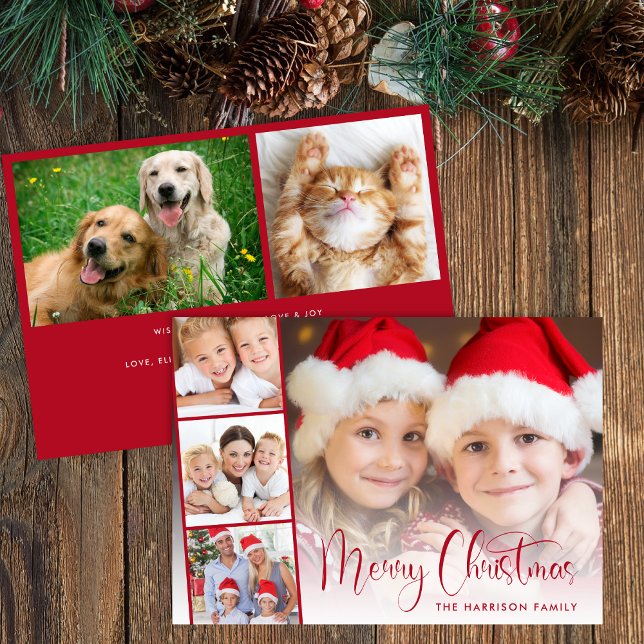 Frase de Fotos del Guión Rojo de Feliz Navidad (Share the love and warmth of the season with your personalized photo Christmas card)