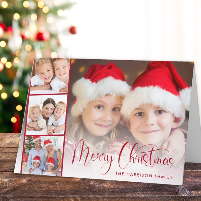 Frase de Fotos del Guión Rojo de Feliz Navidad (Share the love and warmth of the season with your personalized photo Christmas card)