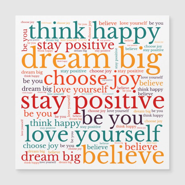 Frases positivas Patrón de WordArt Blanco Multicol (Anverso)