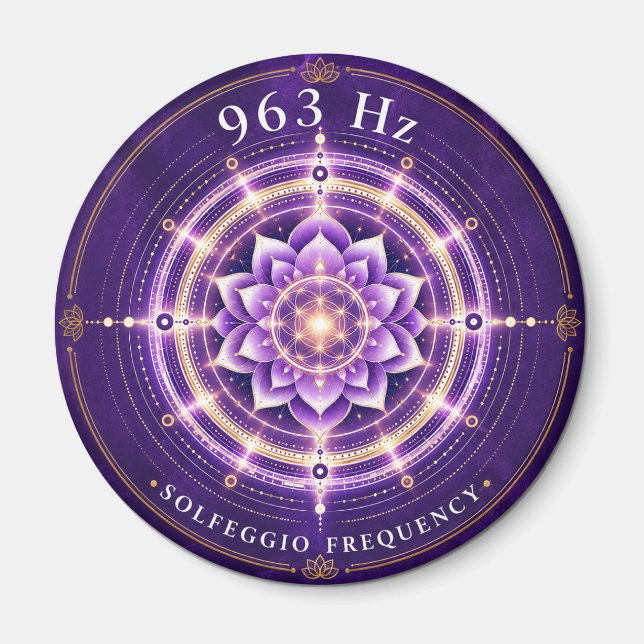 Frecuencia Solfeggio 963 Hz Imán | Flor de la Vida (Frente)