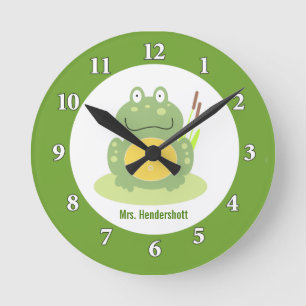 Freddy el reloj de pared de la rana - verde