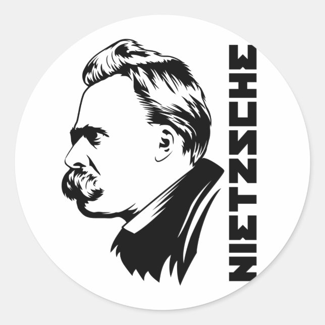 Frederich Nietzsche Portrait Pegatina (Anverso)