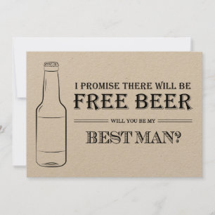 Free Beer Funny Best Man Groomsman Propuesta
