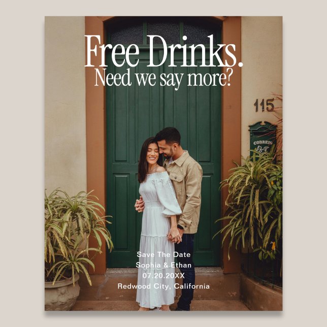 Free DrinksRetro Photo Wedding Save The Date Flyer (Subido por el creador)