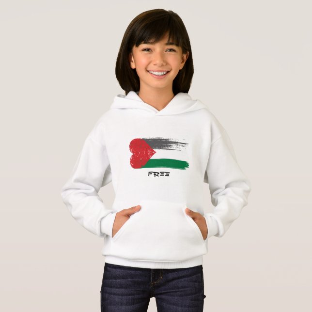 Free Palestine Kids Hoodie | Bandera en forma de c (Anverso completo)