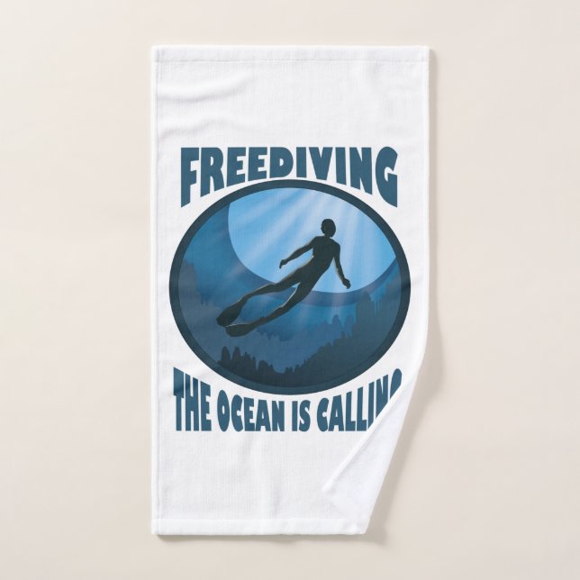 Freediving - El océano llama buceador submarino (Toalla de mano)