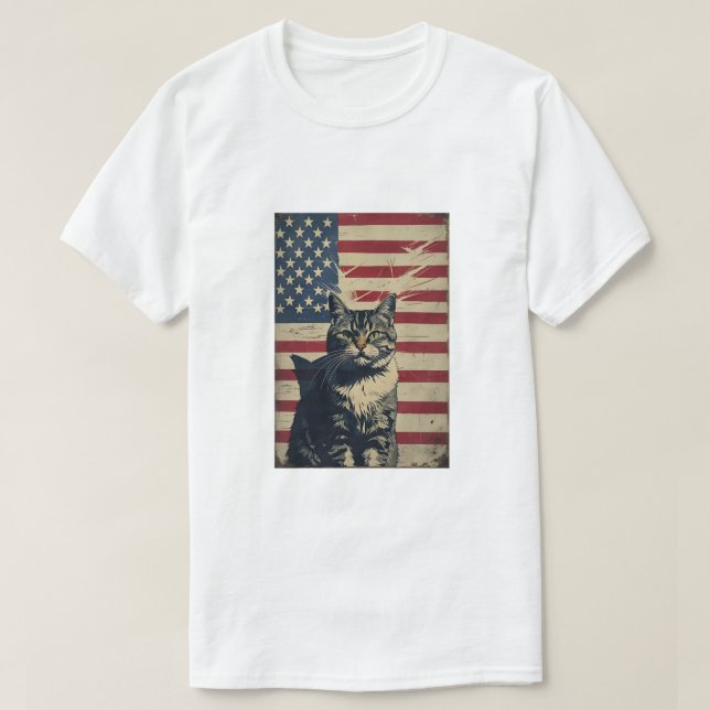 Freedom Scratcher - Camiseta de gato patriótico (Diseño del anverso)