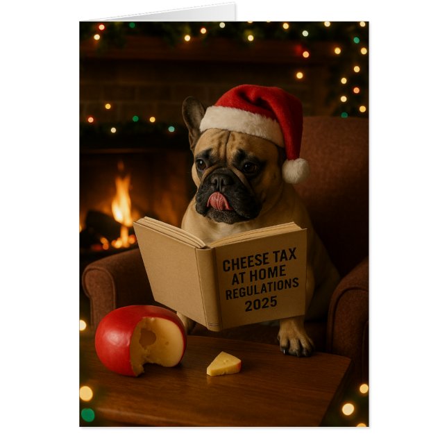 French Bulldog 'Cheese Tax' Christmas card (Frente)