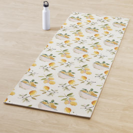 French Country Lemon Pattern Yoga Mat