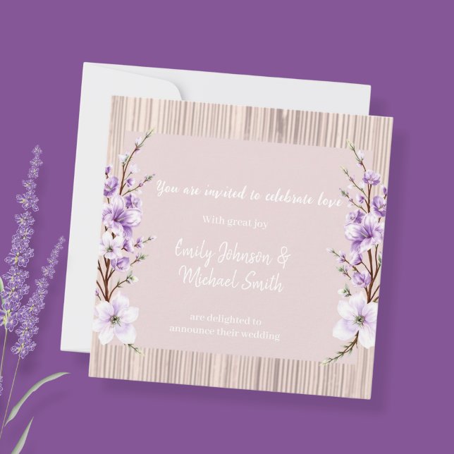 French Lilac wedding invitations rustic (Subido por el creador)