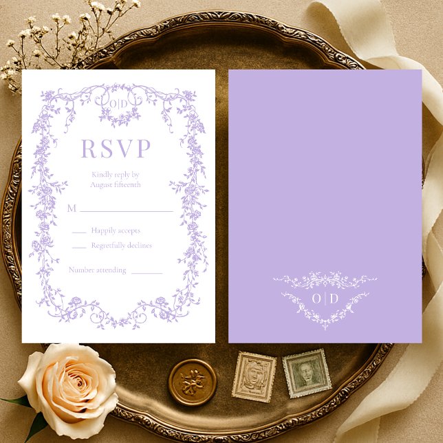 French Victorian Purple Lilac Wedding RSVP  (Subido por el creador)