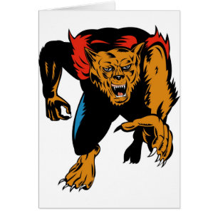 frente que ataca del hombre lobo o del wolfman