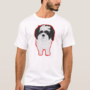 Frente y extremo de la camiseta de Shih-Tzu,
