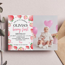 Fresa 1º cumpleaños Invitación Berry Sweet
