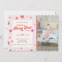 Fresa 1er cumpleaños con Invitación de verano foto