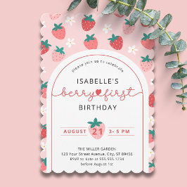 Fresa 1er cumpleaños Invitación dulce | Berry Firs