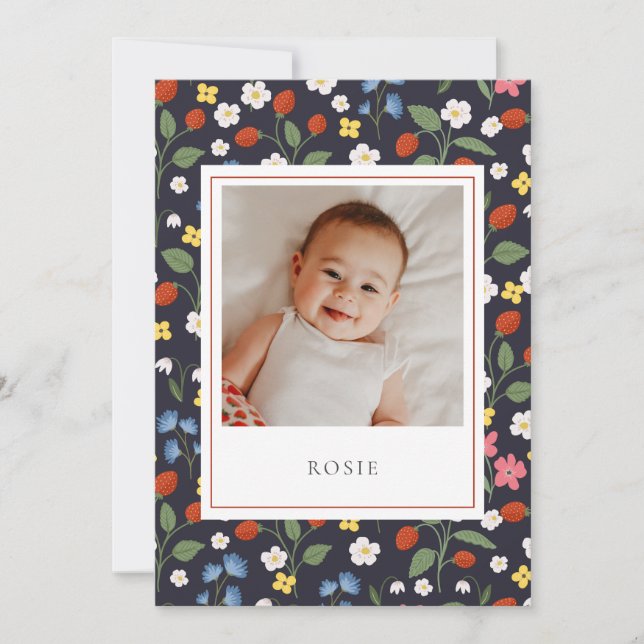 Fresa Anuncio de Nacimiento de Bebé Marina (Anverso)