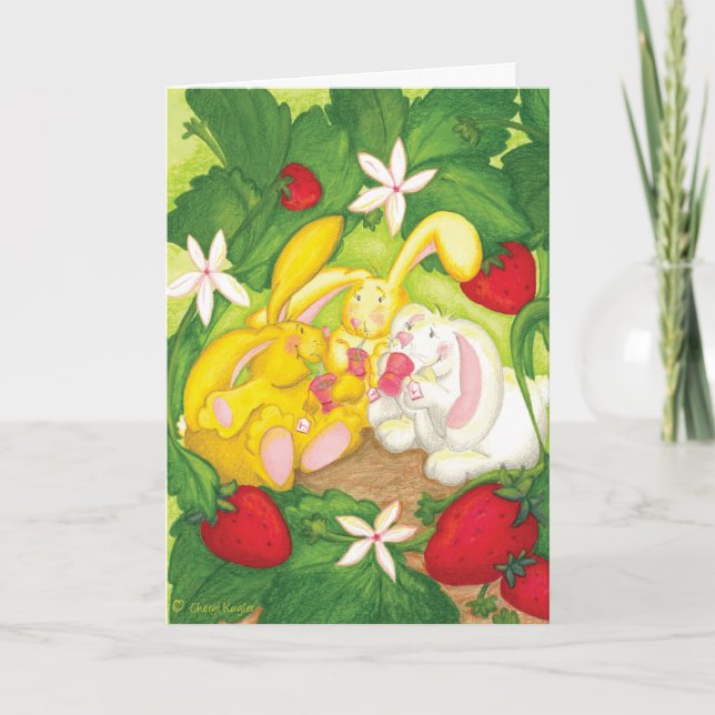 Fresa Bunny Tea / Tarjeta de felicitación de cumpl (Anverso)