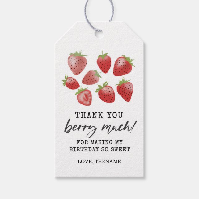 Fresa Cumpleaños Gracias Etiqueta ・ Berry Sweet (Anverso)