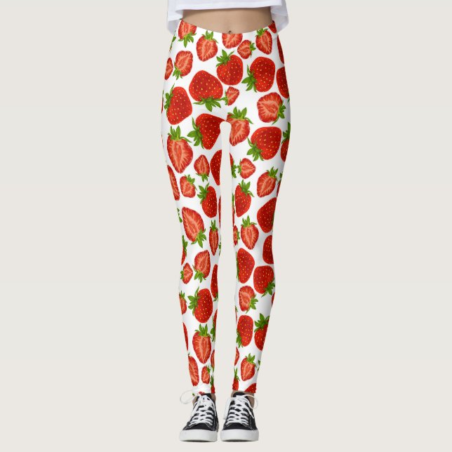 Fresa Elegante Berry Rojo Leggings Yoga Pants (Anverso)