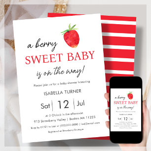 Fresa   Invitación a Baby Shower de Berry Sweet