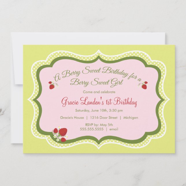 Fresa| Invitación al cumpleaños (Anverso)