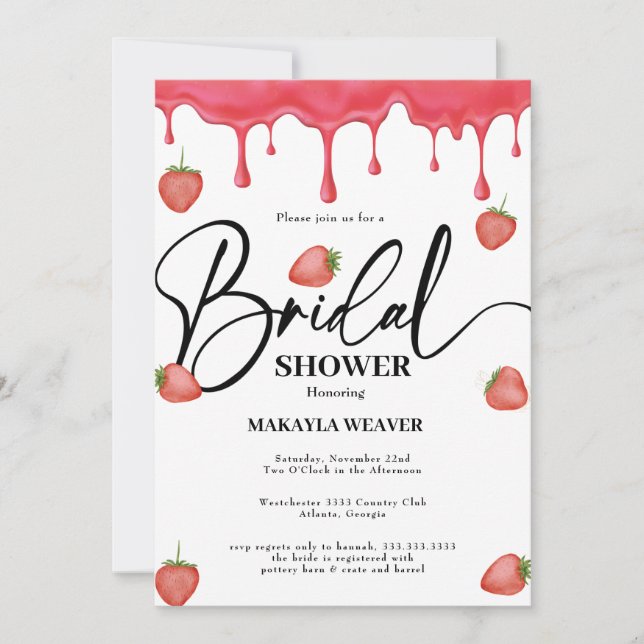 fresa: la invitación a la ducha de novia más (Anverso)