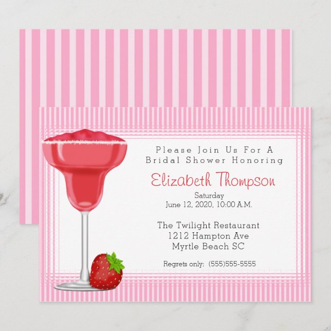 Fresa Margarita Bridal Shower Invitación (Anverso / Reverso)