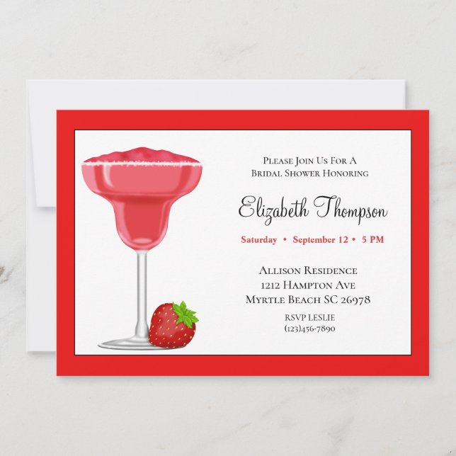 Fresa Margarita Bridal Shower Invitación (Anverso)