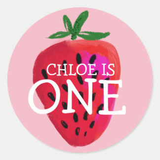 Fresa | Primer Pegatina Personalizado de cumpleaño