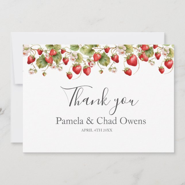 Fresas Acuarela Agradecimiento Boda (Anverso)