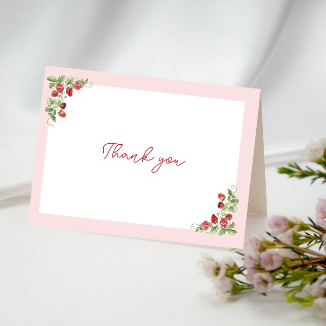 Fresas Acuarela Agradecimiento Caprichoso (Berry Sweet Baby Shower Thank You Card)