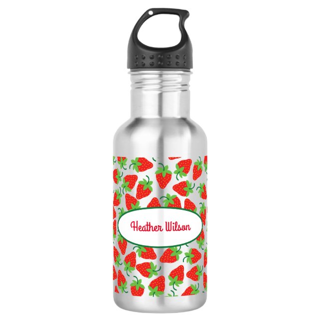 Fresas Cute Niños Botella de Agua con Nombre (Anverso)