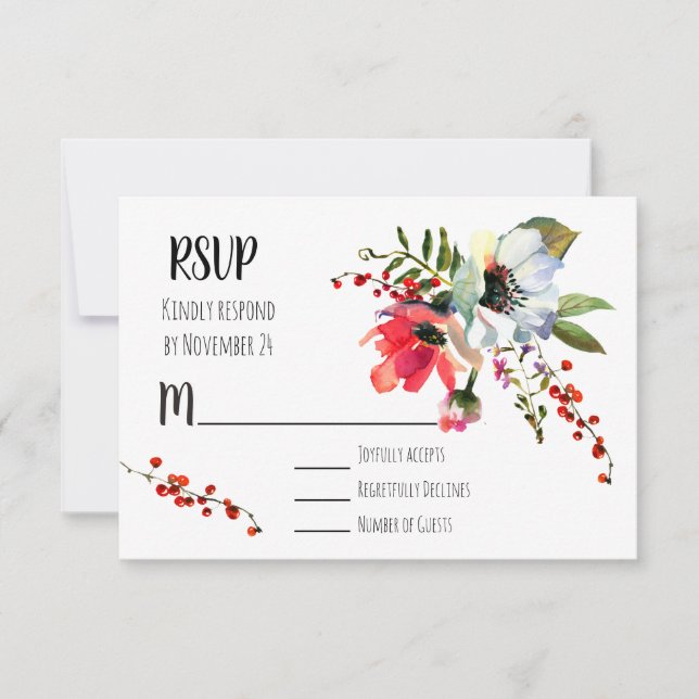Fresas de invierno acuarela Floral RSVP (Anverso)