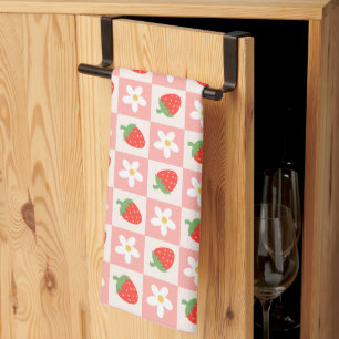 Fresas dulces y flores Cocina toalla