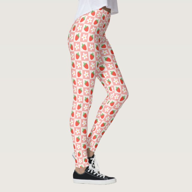 Fresas dulces y flores Leggings (Derecha)